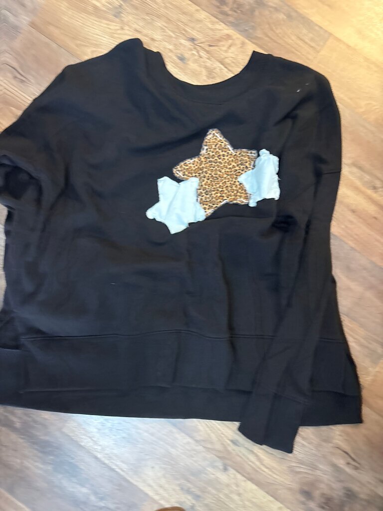 Time and Tru Black Sweatshirt with Star Design
