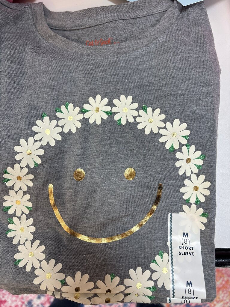 Cat & Jack Gray Smiley Face T-Shirt