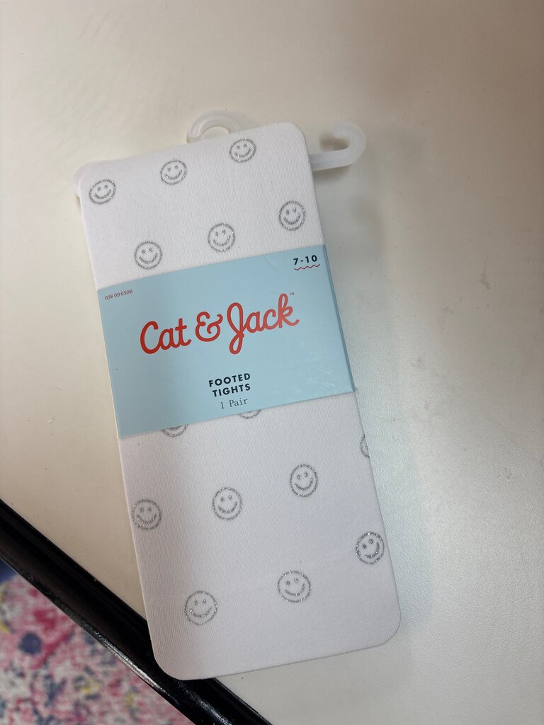 Cat & Jack Footed Tights with Smileys