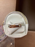 Small White Leather Zip Pouch