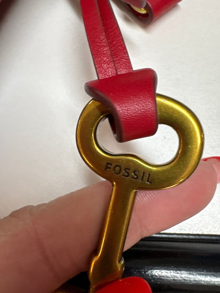 Fossil Red Leather Crossbody Bag