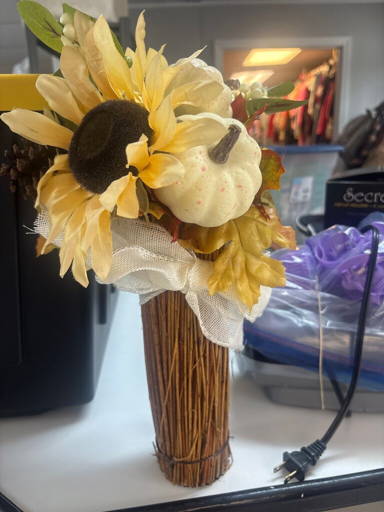 Sunflower and Pumpkin Decorative Arrangement