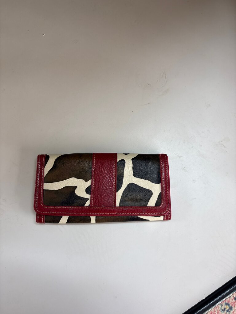 Giraffe Print Wallet with Red Accents
