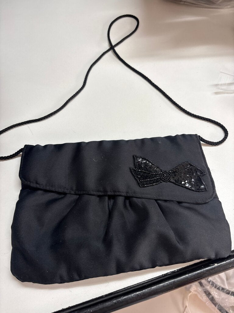 Black Evening Clutch Purse with Bow