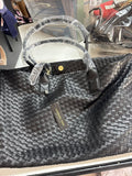 London Fog Black Woven Handbag