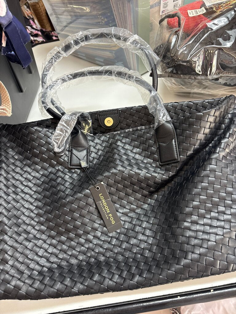 London Fog Black Woven Handbag