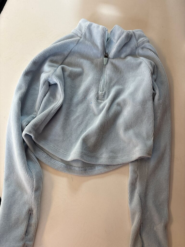 Light Blue Zip-Up Long Sleeve Top