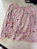 Okie Dokie Pink Heart Print Long Sleeve Top