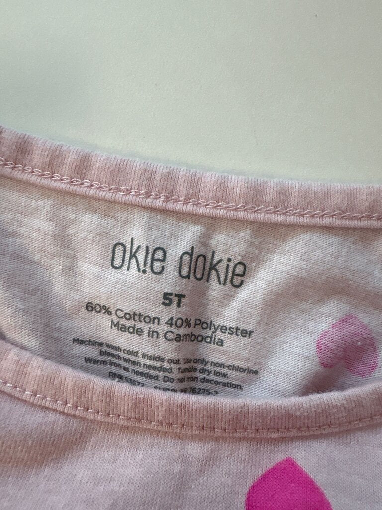 Okie Dokie Pink Heart Print Long Sleeve Top