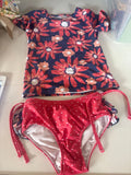 Girls Floral Print Swimsuit Set