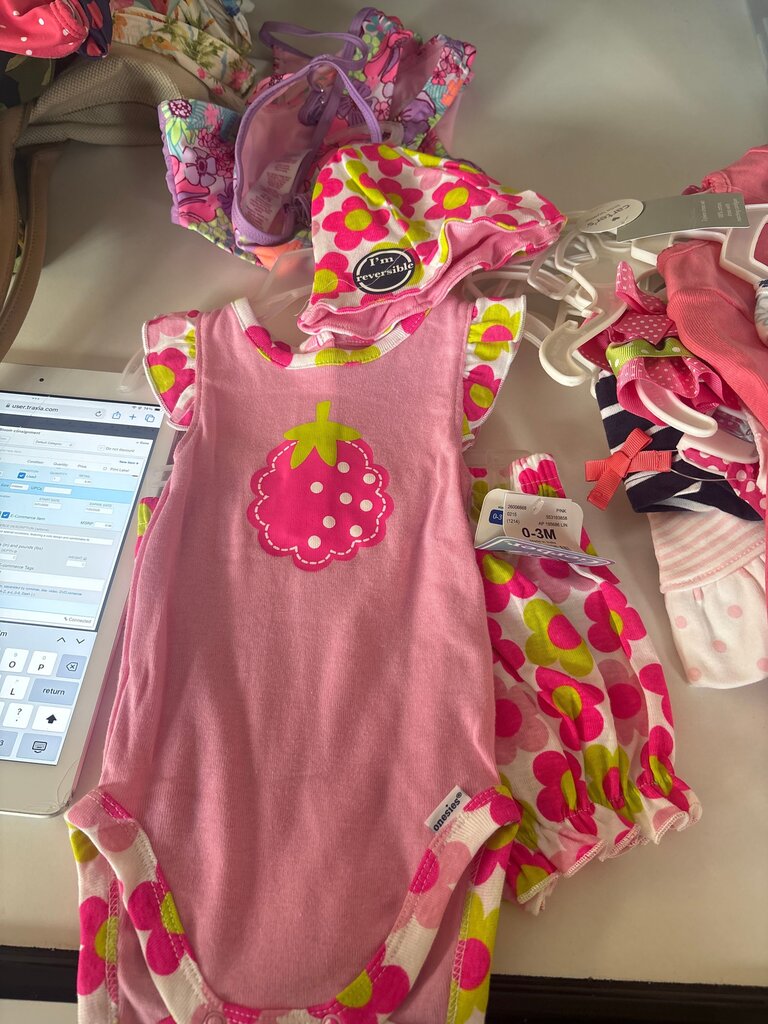 Pink Strawberry Print Baby Bodysuit