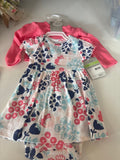 Girls' Floral Dress with Pink Long Sleeve Bodysuit Set