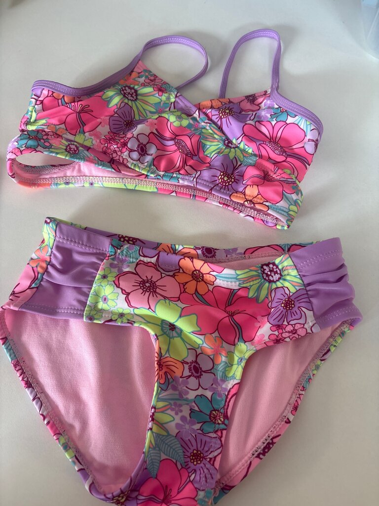 Justice Floral Print Swim Set