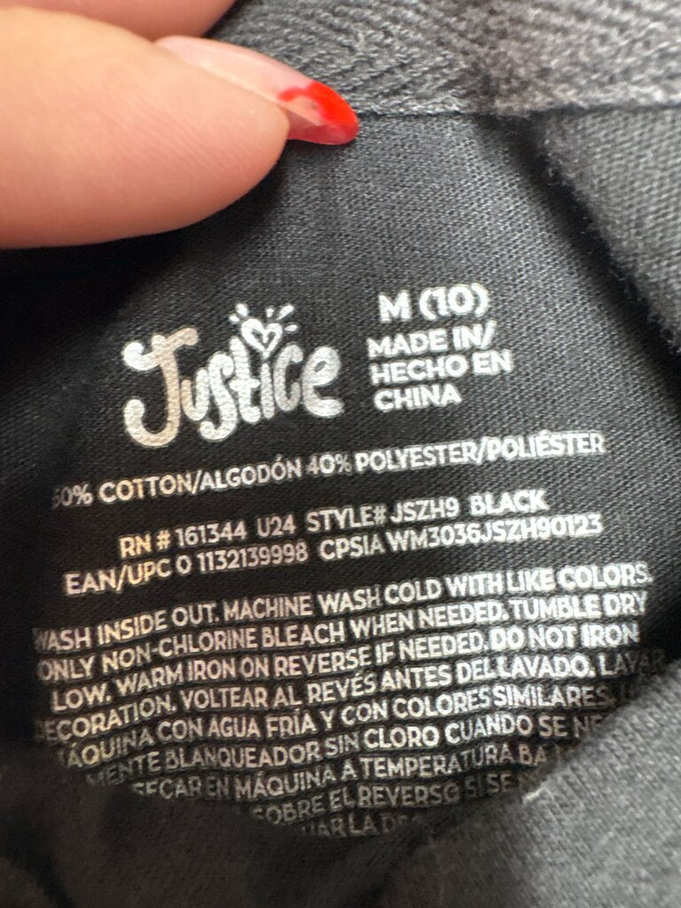 Justice Black Crop Top with 'Move with Heart' Design