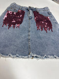 Sequin Accent Denim Skirt