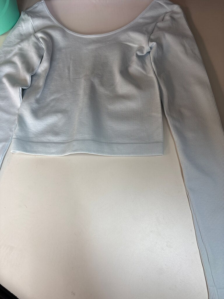 Wild Fable Light Blue Ribbed Long Sleeve Top