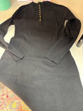 Black Ribbed Long Sleeve Dress