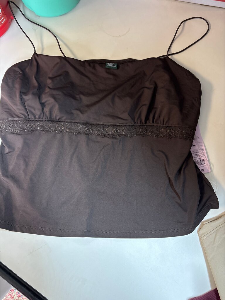 Brown Camisole Top with Lace