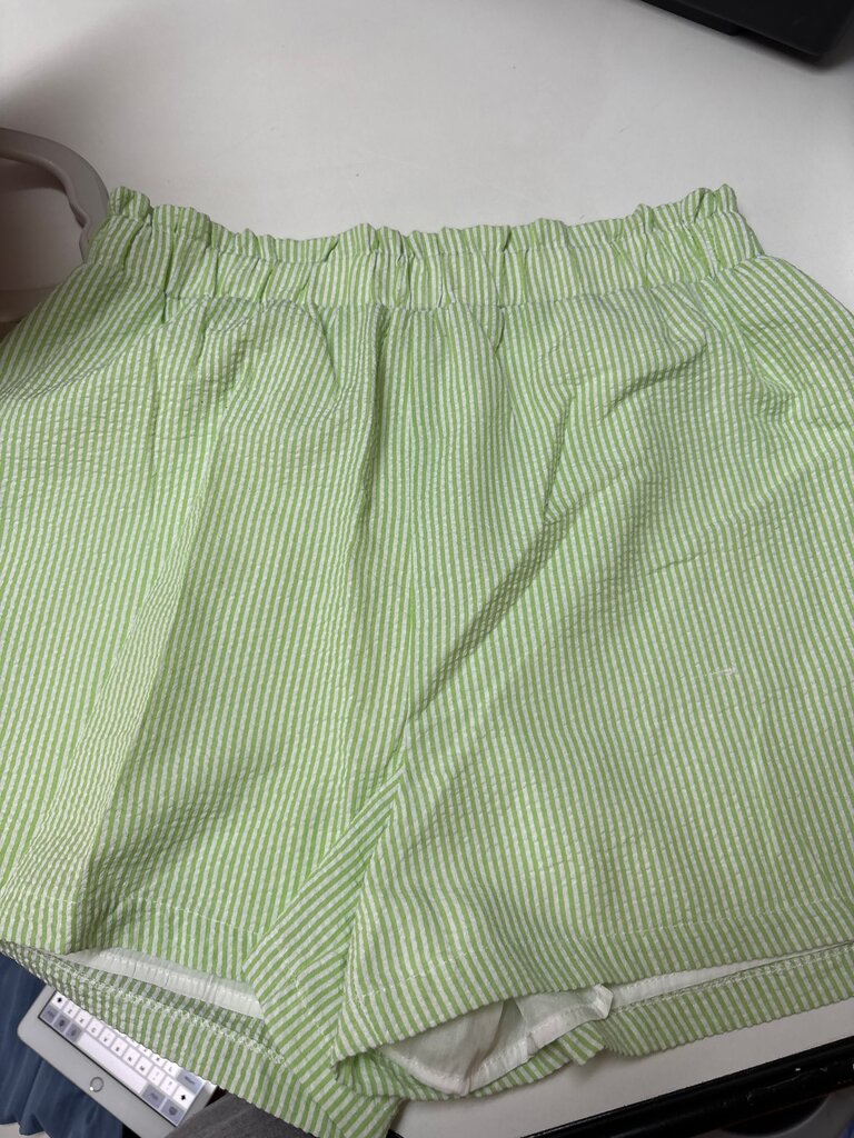 Light Green Striped Women's Shorts