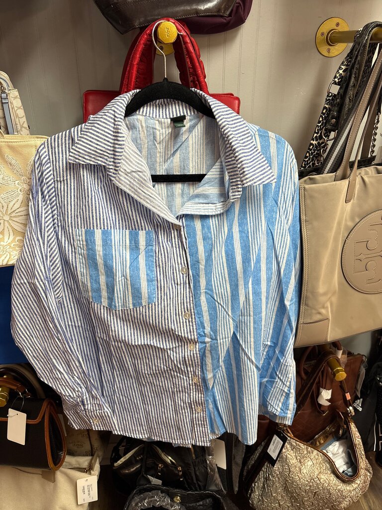 Wild Fable Blue Striped Button-Up Shirt