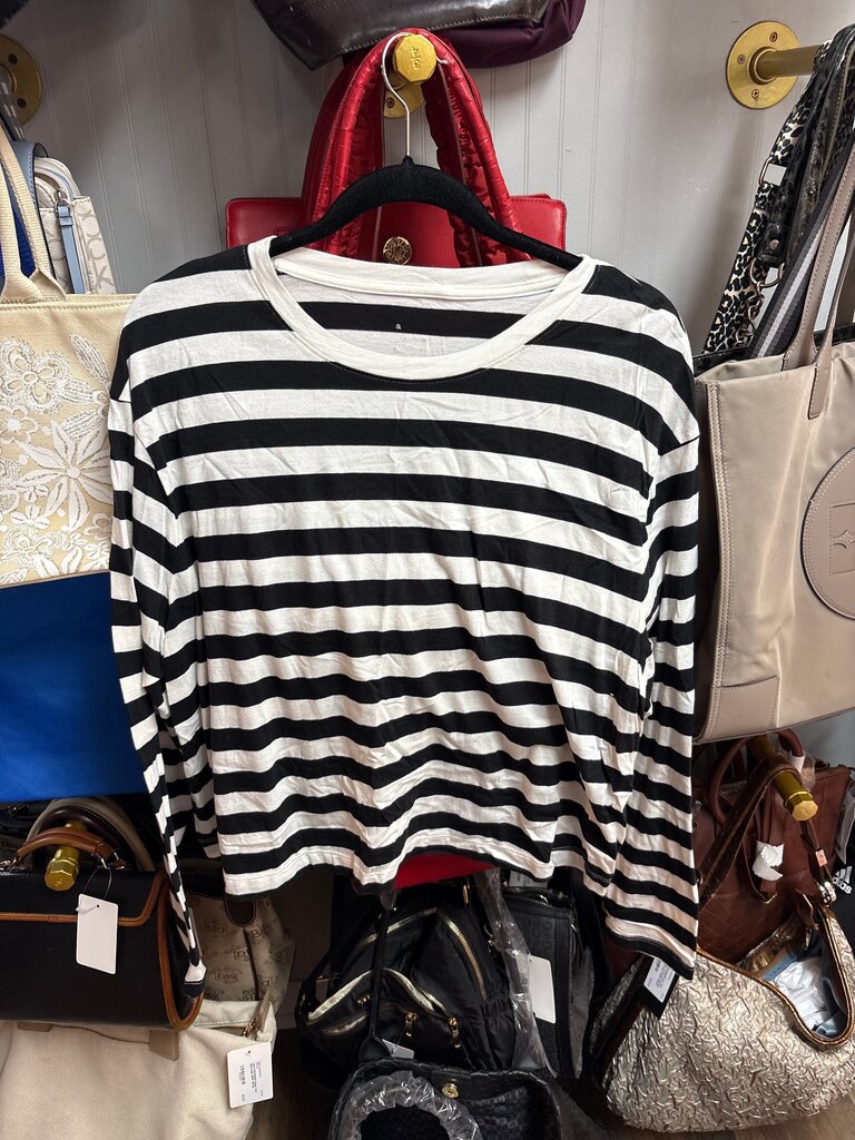 A New Day Black and White Striped Long Sleeve Shirt