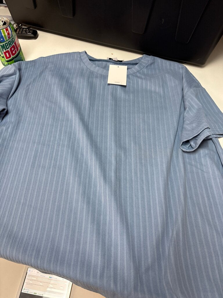 Ribbed Blue Casual Top