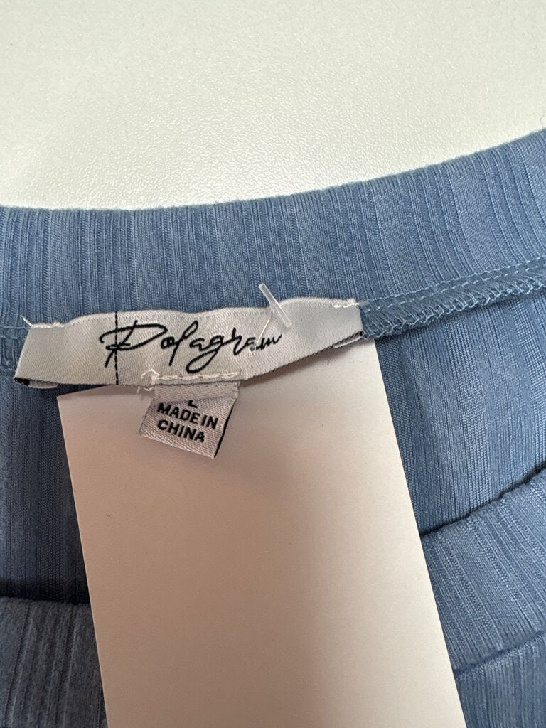 Ribbed Blue Casual Top