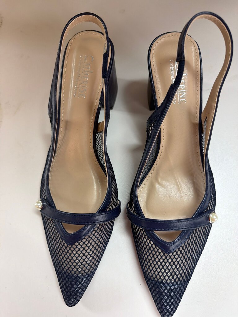 Catherine Malandrino Navy Mesh Heels