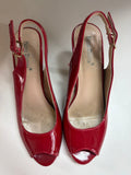 Pierre Dumas Red Slingback Peep-Toe Heels