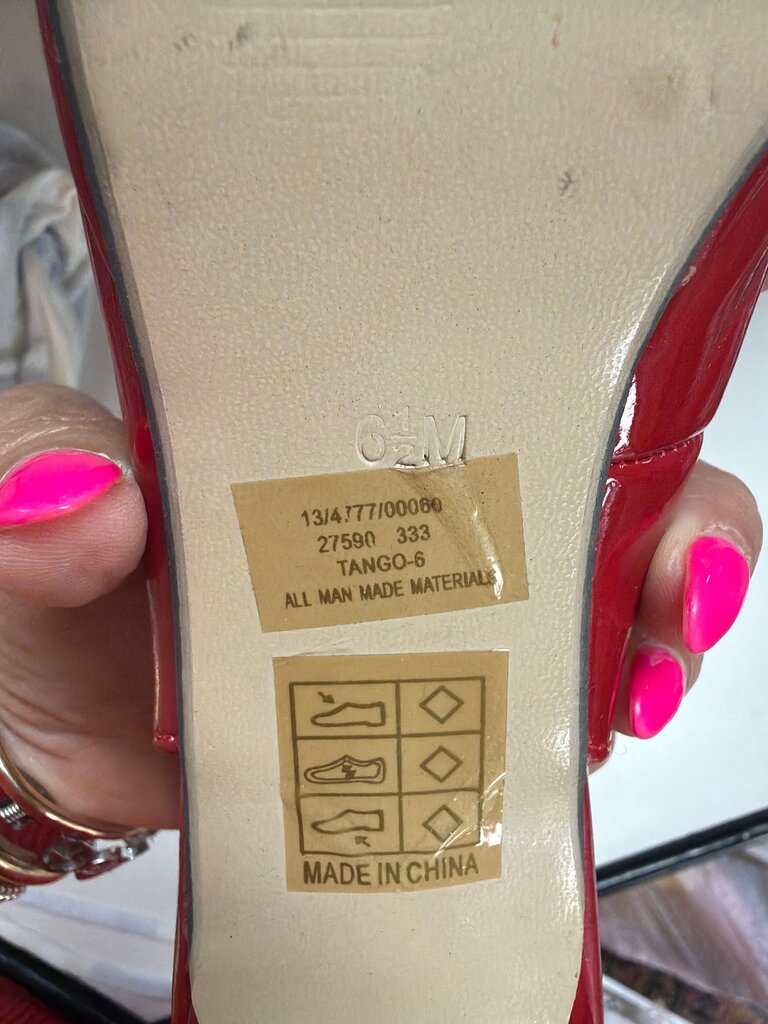 Pierre Dumas Red Slingback Peep-Toe Heels