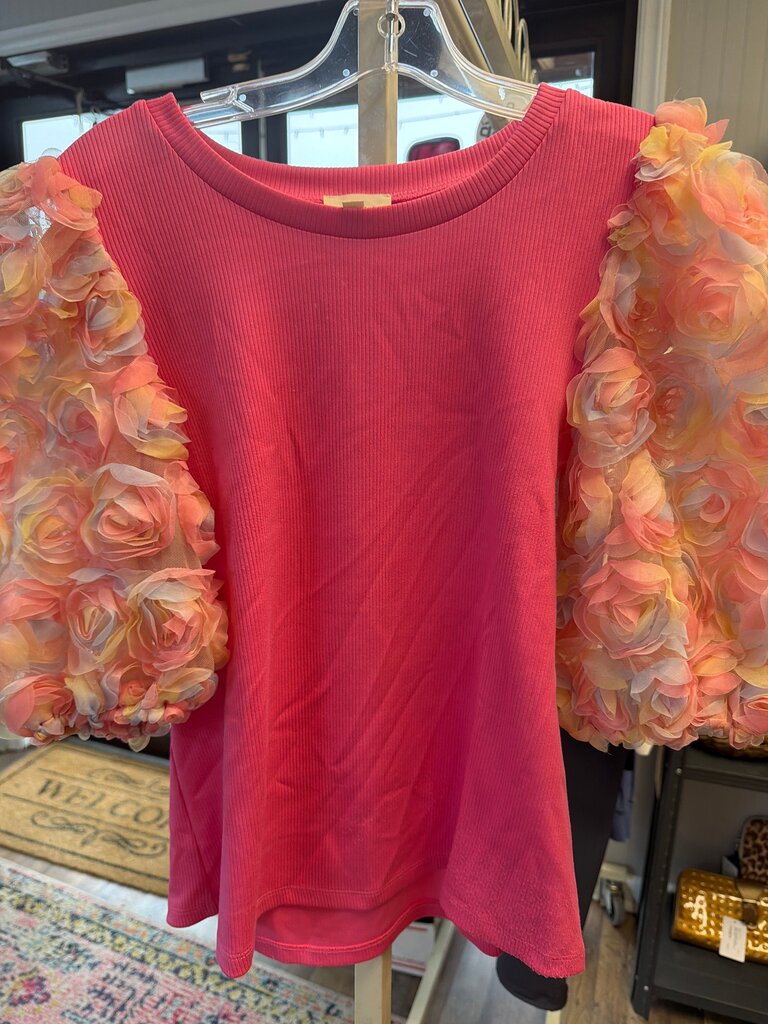 Pink Floral Sleeve Top