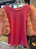 Pink Floral Sleeve Top