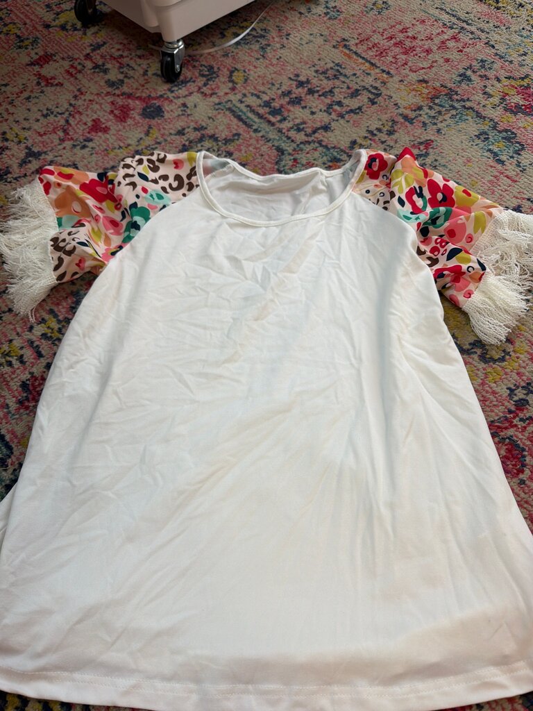 Floral Sleeve White Top