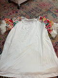 Floral Sleeve White Top