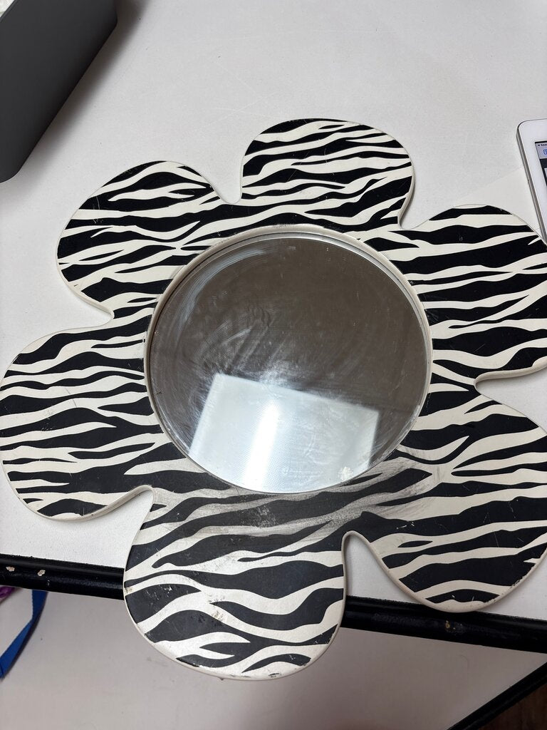 Zebra Print Flower Shaped Decorative Mirror