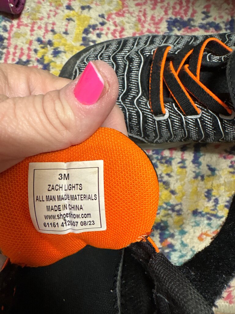 3M Zach Lights Black and Orange Shoes