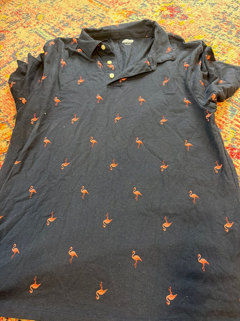 Old Navy Flamingo Print Polo Shirt