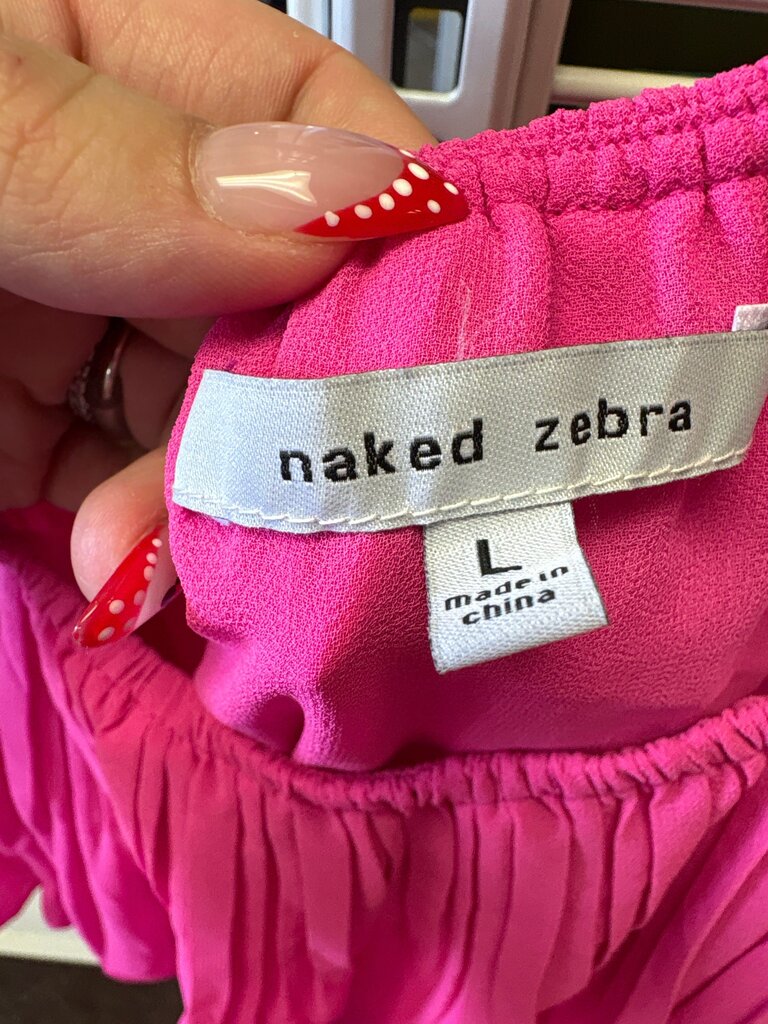 Naked Zebra Pink Pleated Dress