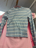 Blue and White Striped Long Sleeve Top