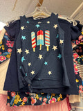Girls' Navy Blue Summer Tank Top with Ice Cream Design
