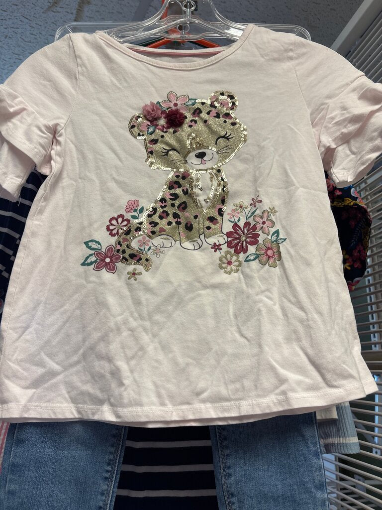 Girls' Cute Leopard Graphic T-Shirt
