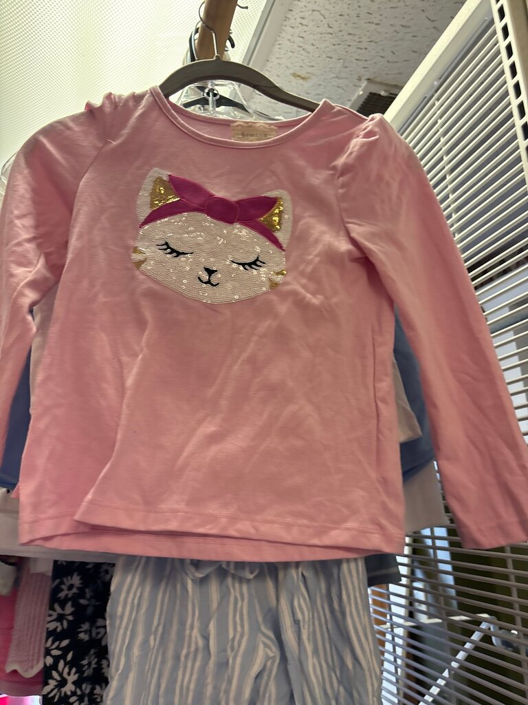 Girls' Pink Cat Long Sleeve Shirt