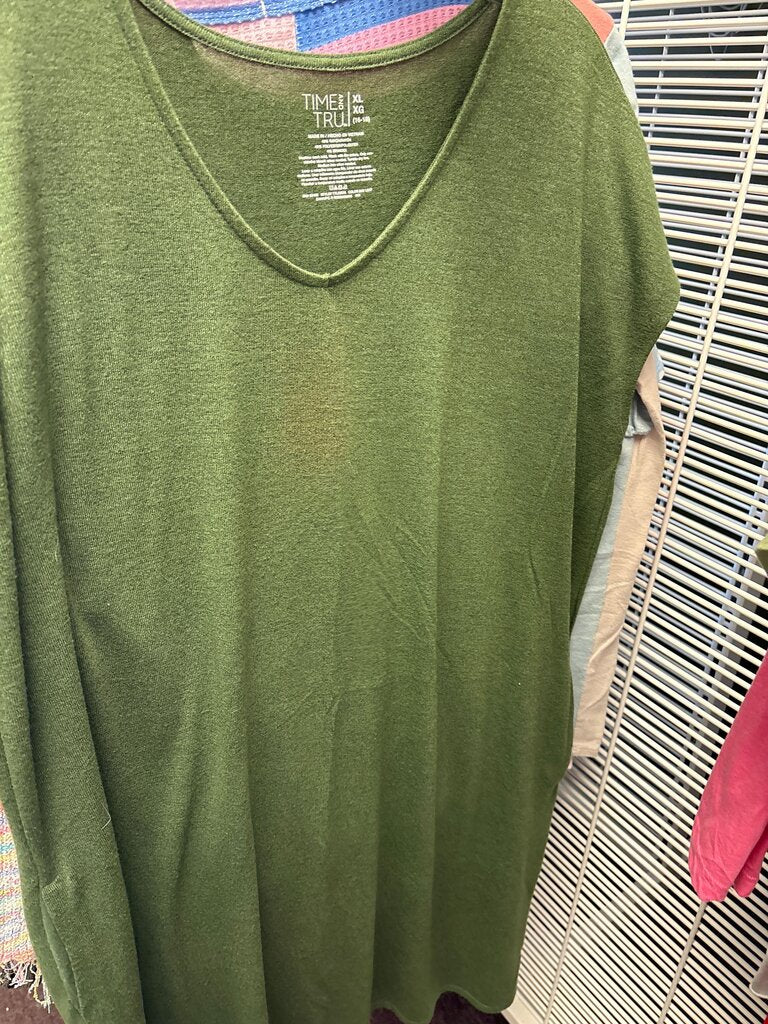 Time and True Green V-Neck T-Shirt