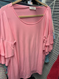 Zenana Pink Flutter Sleeve Top