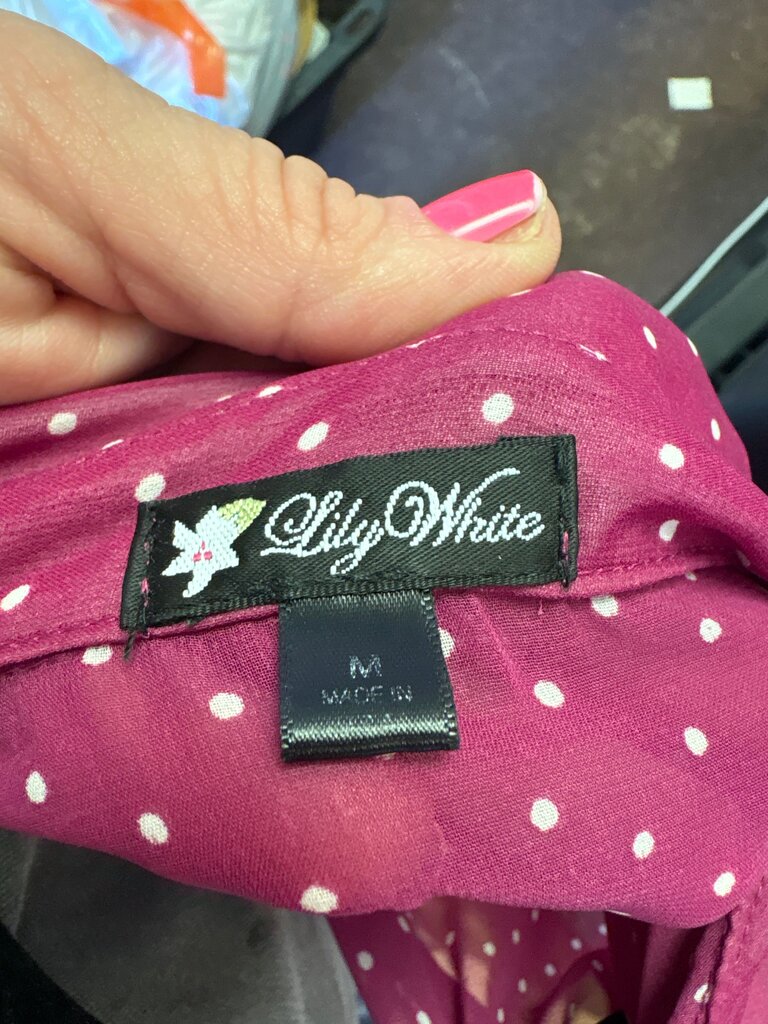 Lily White Magenta Polka Dot Blouse