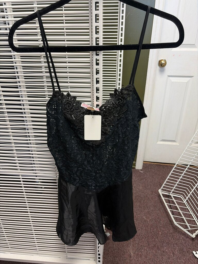 Lace and Satin Black Camisole