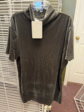 Stylish Dark Gray Mock Neck Velvet Top