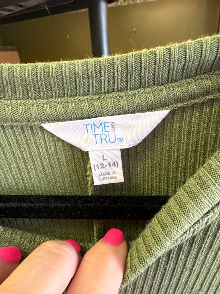 Time and Tru Olive Green Ribbed Dress