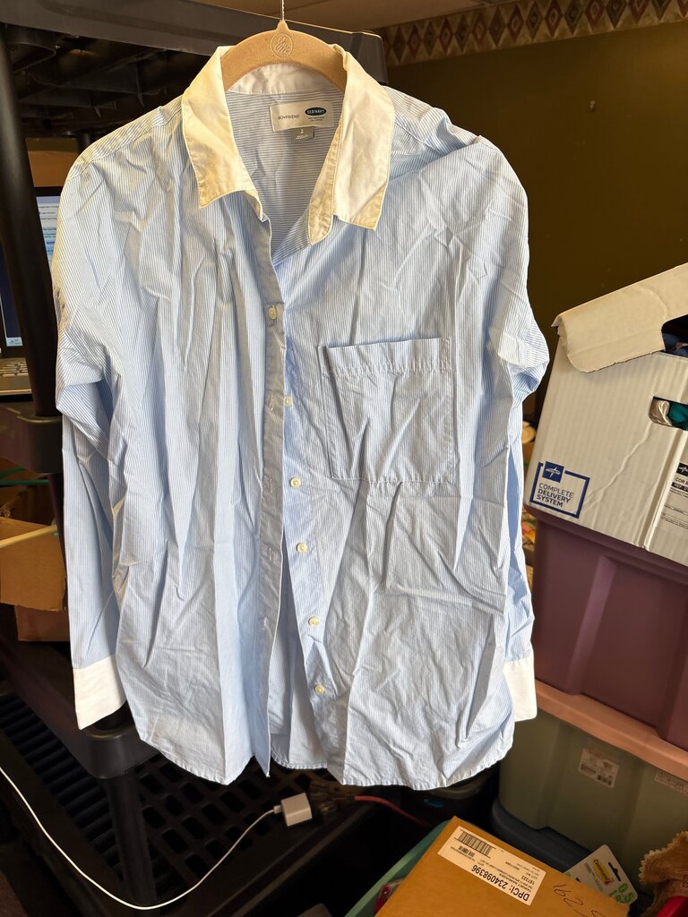 Old Navy Boyfriend Blue Striped Shirt