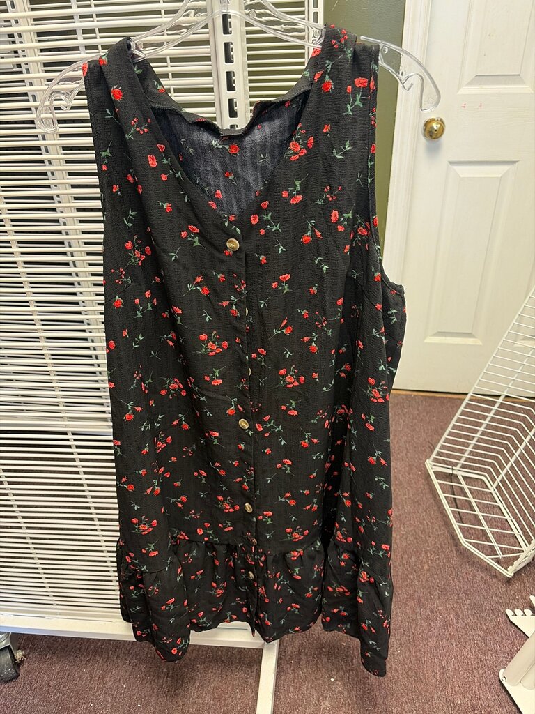Floral Black Button-Up Dress